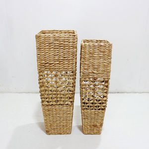 Artex Dong Thap Set of 2 Woven Seagrass Minimalist <b>Tall</b> Square Floor <b>Vase</b> for Anniversary <b>Decor</b> - Product Image 4