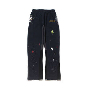 Pantalones deportivos para correr con grafiti personalizados para hombre 2024, pantalones de chándal ajustados con algodón de rizo francés, Pantalones rectos acampanados - Product Image 5