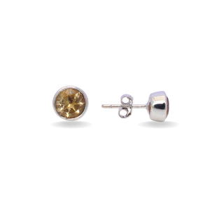 925 <b>Sterling</b> <b>Silver</b> Citrine Cut Studs Earrings Fashionable Dangle for Weddings Stud Earrings Bezel Setting Minimalist trendy - Product Image 1