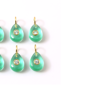 Pendentif en quartz émeraude naturel en forme de poire, pierre précieuse, argent 925 plaqué or, double incrustation de pierres, pendentif tendance, bijoux en vrac - Product Image 6