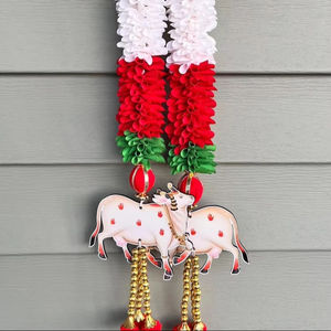 ที่แขวนตกแต่งผนังรูปวัวของตกแต่งแบบอินเดียสายห้อยห้อยแบบดั้งเดิมของประดับตกแต่งวัดจากดอกมะลิ - Product Image 1