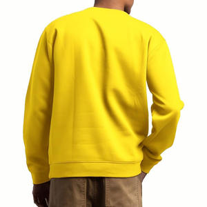 Sweat-shirt en tissu doux et lourd de couleur jaune unie sur mesure sweat-shirt respirant en coton mélangé pour hommes - Product Image 2