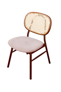 Modern Ash Wood Dining Set with Pierre Chair Walnut Leather <b>Cushioned</b> Seat & Rattan <b>Back</b> for Home & Villa Use - Product Image 4