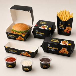 Scatole di carta personalizzate <span class=keywords><strong>per</strong></span> fast food, pieghevoli, in cartone, <span class=keywords><strong>per</strong></span> patatine fritte, pollo, hamburger, da asporto, con logo stampato - Product Image 4