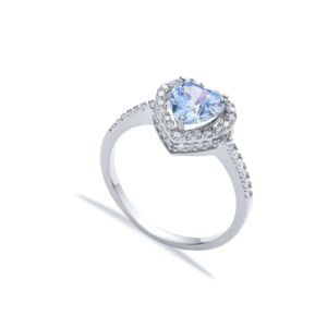 Bague en forme de coeur aigue-marine CZ pierre turque fabriquée à la main en gros en argent sterling 925 - Product Image 5