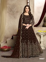 Belle robe brodée Georgette Anarkali pantalon Dupatta ensemble Style long pour adultes pour les mariages et fêtes indiens et pakistanais