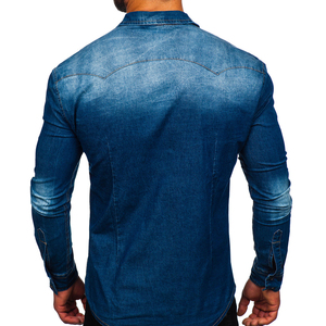 NOUVEAU 2025 Custom Designer Slim Fit Mens Jeans Shirts Casual Washed Long Sleeve Plus Size Chemises pour hommes - Product Image 2