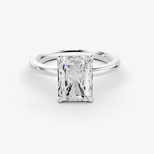 Anillo Solitario Clásico con Diamante Cultivado en Laboratorio de Corte Radiante de 0.56 Quilates, Impecable, EF-VVS2, en Oro Sólido de 14K, Joyería Fina, Regalo - Product Image 1