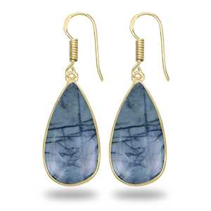 Boucles d'oreilles en jaspe Picasso naturel de qualité supérieure, paire de cabochons, lisses, polies à la main, bijoux de naissance, plaqué or 18 carats, en laiton - Product Image 6