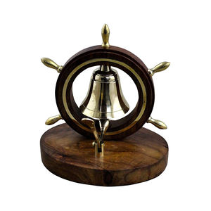 Campana de escritorio con rueda de latón hecha a mano con martillo, acabado en oro, estilo antiguo, servicio de recepción, campana de escritorio, campana de llamada náutica a la venta - Product Image 5