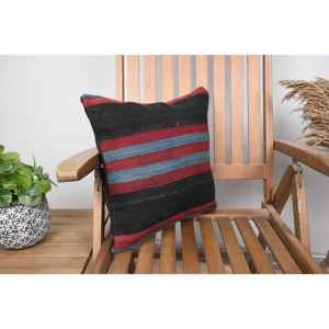 Almohada de lana Kilim de retazos multicolor de 16x16 pulgadas tejida con patrón Vintage de rayas sutiles cojín decorativo esponjoso de 18x18 - Product Image 2