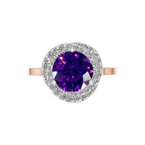 OEM ODM Custom 14K 18K Gold Lab Grown Amethyst Halo Solitaire <b>Ring</b> Classic IGI Certified 2.5 Carat Prong Setting Fine Jewelry - Product Image 3