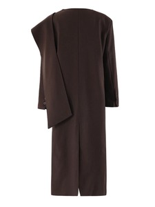 เสื้อเบลเซอร์ตัวยาวคอกลมแขนยาวสำหรับผู้หญิงสีน้ำตาลไม่สม่ำเสมอ, 2025แฟชั่นฤดูใบไม้ผลิฤดูใบไม้ร่วง - Product Image 3