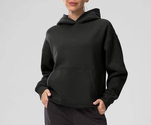 Nouveau style Logo personnalisé femmes décontracté solide longueur régulière hiver à manches longues polaire à capuche survêtement empilé pantalon - Product Image 1