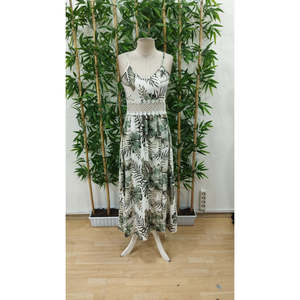 Women's Strappy V-Neck Waistband <b>Lace</b> Floral Pattern Side Slit Maxi Supreme Dress, 35585 - <b>Green</b> - Product Image 5
