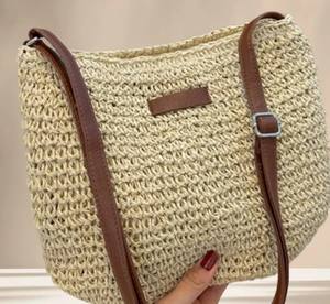 Sac bandoulière en paille tressée pour femmes, sac de plage d'été, sac messager bohème - Product Image 4