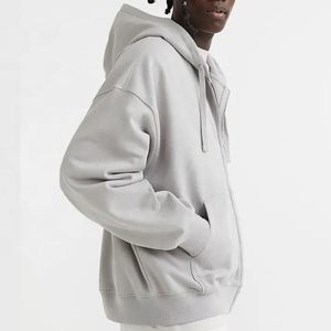 Sweat-shirt à capuche en coton et polyester avec logo brodé personnalisé, streetwear, polaire technique, fermeture éclair, pour hommes - Product Image 4