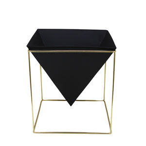 Lot de 2 jardinières décoratives en métal avec support en laiton plaqué moyen jardinières de salon pour décorations de maison et de jardin - Product Image 1