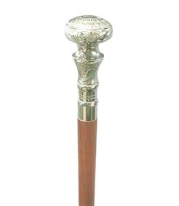 Canne de marche en bois poli de style vintage, faite à la main, avec poignée marron - Cadeau pour toutes occasions - Product Image 1