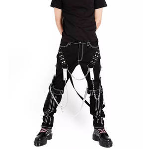 Pantalon en coton gothique, pantalon de style streetwear, clous, fermeture éclair, chaînes, pantalon unisexe - Product Image 6