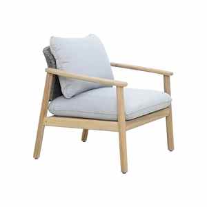 Canapé sectionnel d'extérieur élégant en bois naturel avec coussins épais, table basse et style de patio moderne pour la détente - Product Image 3