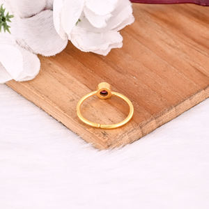 Anillo ajustable minimalista chapado en oro amarillo turmalina redonda Natural de Plata de Ley 925, regalo de aniversario, joyería hecha a mano - Product Image 3