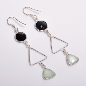 Pendientes colgantes de plata de ley 925 de estilo clásico, joyería fina con piedras preciosas mixtas, Pendientes colgantes elegantes - Product Image 2