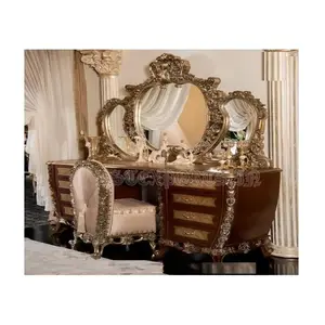 Đặc biệt khắc bàn trang điểm thiết lập cho công chúa Tiểu Phong Cách Châu Âu Vanity Set với gương tinh tế dresser và gương Set
