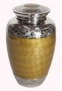 Urna moderna de metal grabada en níquel de estilo americano para cenizas humanas Buque conmemorativo funerario de cremación alternativa - Product Image 2