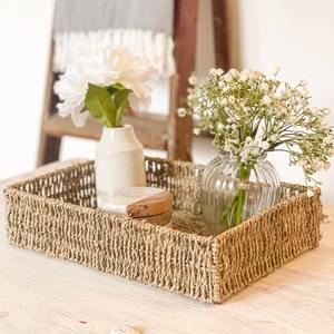Bandeja de Servir de Seagrass Tejida a Mano con Asas, Bandejas Rectangulares Rústicas y Naturales para el Hogar y la Cocina, Hechas por KingCraftViet - Product Image 3