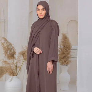 Vêtements décontractés islamiques Abaya pour dames de couleur unie personnalisée nouveau design à vendre Abaya à manches longues pour femmes nouvelle Abaya Service OEM - Product Image 1