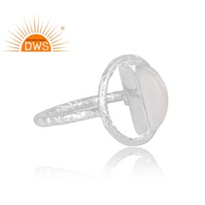 แหวนพลอยสีขาวรูปพระจันทร์ธรรมชาติทำจากเงินสเตอร์ลิงเครื่องประดับดีไซน์ตามสั่งสำหรับเป็นของขวัญสำหรับผู้หญิง - Product Image 4