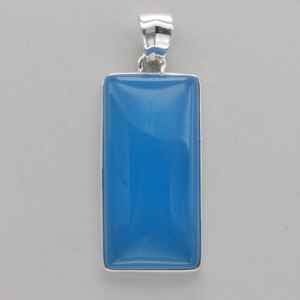 Colgante rectangular cuadrado de Calcedonia azul en colgante de plata de ley 925, colgante de piedras preciosas naturales y genuinas para ropa de mujer - Product Image 4
