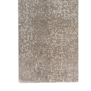 Tapis noué à la main en laine et soie de bambou à motifs abstraits Uvenuti gris et noir - LRB-1502 pour usage domestique - Product Image 4