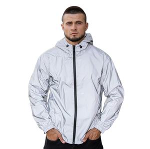 Chaqueta de invierno para hombre con cremallera impermeable Material de lona reflectante transpirable Bolsillos de cuello cuadrado-Protección contra la lluvia - Product Image 1