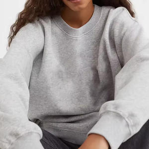 Vente en gros de sweats à capuche pour femmes de marque privée sweats à col rond unis imprimés en tissu polaire avec fermeture éclair vente - Product Image 4