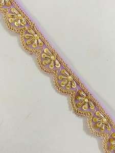 Encaje de Organza de Poliéster Ecológico de 18 mm Directamente de Fábrica, Adorno de Encaje Bordado con Pedrería de Color Personalizado para Ropa - Product Image 2