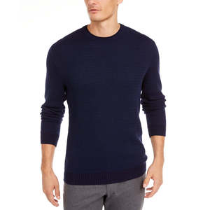 Pull à col rond en coton Supima pour homme Tasso Elba, bleu, taille S, chaud pour l'hiver, cachemire, motif léopard 3D, manches longues, logo imprimé - Product Image 1