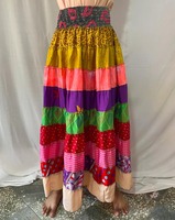 Falda de Mujer al por Mayor, Falda Mágica Estilo Bohemio, Vestido Sari, Estilo Hippie, Playero, Gitano, Doble Capa, Hecho a Mano, Reciclado, Patchwork Boho