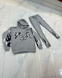 Chándal de algodón 100% de gran tamaño Unisex de alta calidad, conjunto de invierno con cuello con capucha transpirable y logotipo personalizado con estampado sólido - Product Image 6