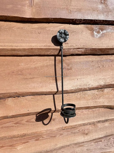 Aplique de pared rústico con candelabro de una vela de hierro forjado, tarro de vela hecho por herrero para decoraciones navideñas - Product Image 6