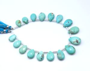 Perles de pierre précieuse turquoise naturelle de l'Arizona, forme poire lisse, 12x8mm-16x11mm, pierres en vrac pour la fabrication de bijoux - Product Image 1