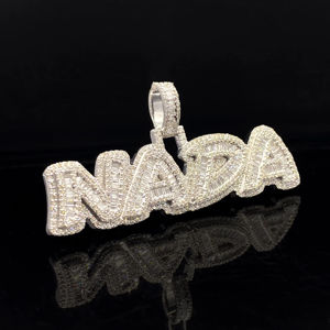 Pendentif en acier inoxydable personnalisé en gros, diamant hip hop, serti de CZ - Product Image 1