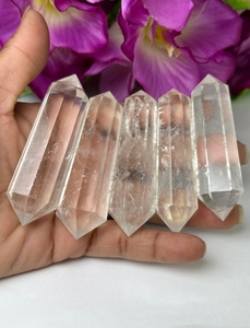 Cristal de quartz clair à double terminaison, poli, en forme de crayon, pierre précieuse naturelle, pierre de guérison, artisanat - Product Image 6