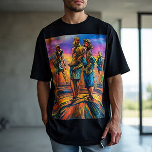 Camisetas de sublimación de gran tamaño para hombre, camisetas holgadas de Fitness de verano para hombre, 100% algodón, poliéster, cuello redondo, camiseta de gran tamaño para hombre - Product Image 2