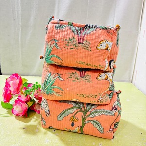 Écologique Résistant À L'eau Durable Matelassé Bloc Imprimer Grand Vintage Style Coton pour Cas Fermeture À Glissière pour les Femmes - Product Image 4