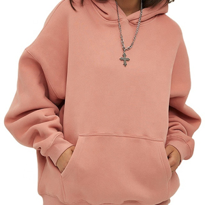Sweat à capuche surdimensionné pour femme en coton 100% lourd, pull personnalisé avec épaules tombantes, design doublé, longueur longue, col à capuche - Product Image 4