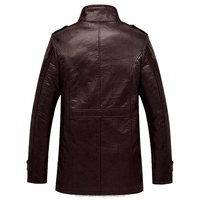 Blouson d'hiver vintage en cuir pour homme, imperméable et respirant, style motard, avec fermeture éclair et col roulé tricoté