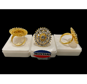 Belle bague plaquée or et argent avec motif floral complexe et incrustation de diamants américains rayonnants pour femme - Product Image 1