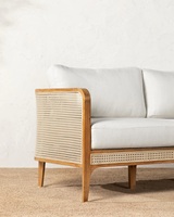 Cadre en teck de canapé de jardin de style moderne de haute qualité avec tissu tissé en osier imperméable pour la maison, l'hôtel et le salon.